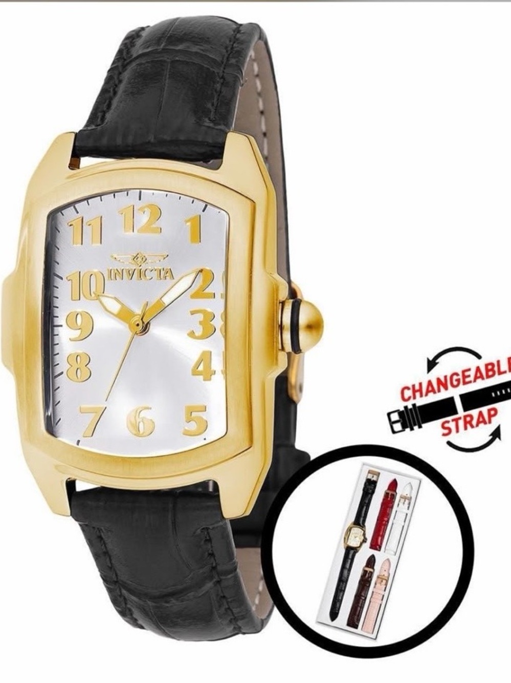 Invicta Lupah Special Edition Gold Watch with Silver Dial Interchangeable Strap